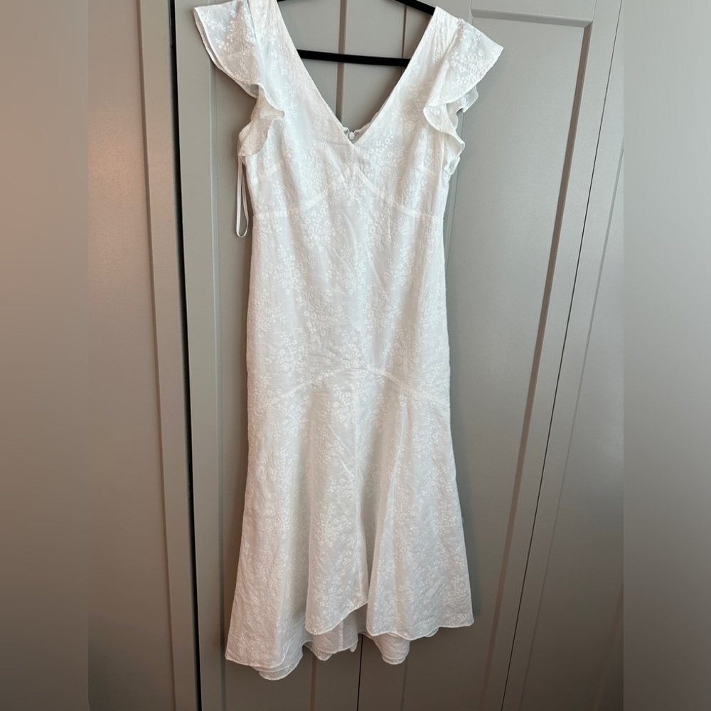 Ralph Lauren white floral embroidered dress midi